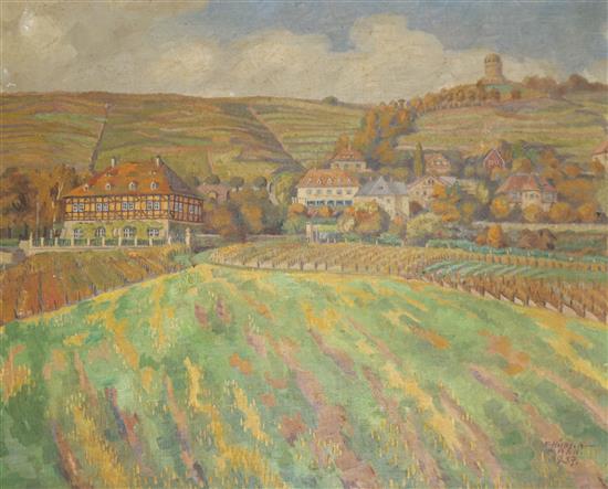 Karl Hubschnann oil on canvas, German landscape, signed and dated 1937, 42 x 53cm.